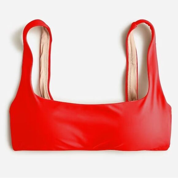 J Crew Red 2 Piece Square Neck High Waist Ruched Bikini Swim Suit XL NEW - Picture 6 of 10